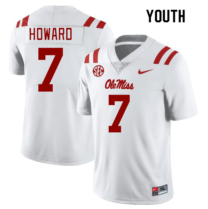 Youth #7 Walker Howard Ole Miss Rebels College Football Jerseys Stitched Sale-White - Click Image to Close